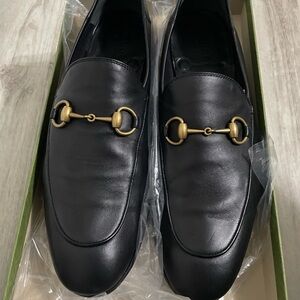 Gucci Black Leather 407314 Brixton Loafers Dress Shoes Men 10 1/2 Fits A 11-11.5